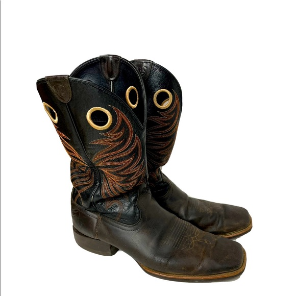 Ariat Men's Sport Rider Square Toe Chocolate Brown Black size 13B cowboy boots - Picture 1 of 7